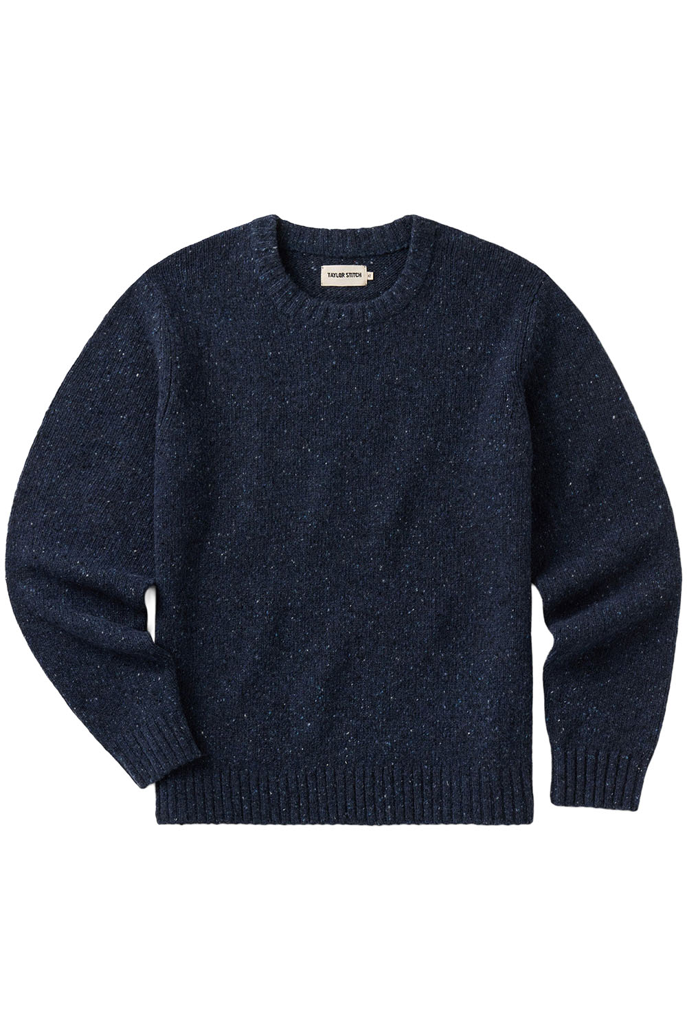 Taylor Stitch - Seafarer Crew Sweater - Atlantic Blue Donegal - Flatlay Front