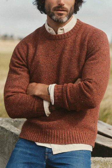 Taylor Stitch - Seafarer Crew Sweater - Ember Donegal - Model Front