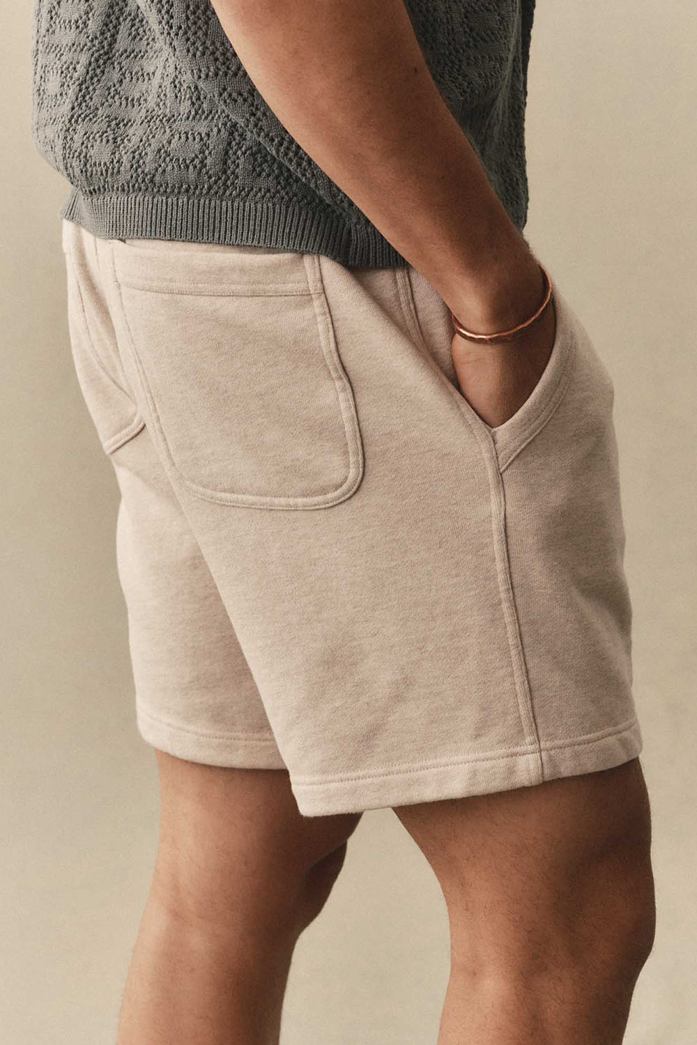 taylor stitch sunset short in heather oat terry back view