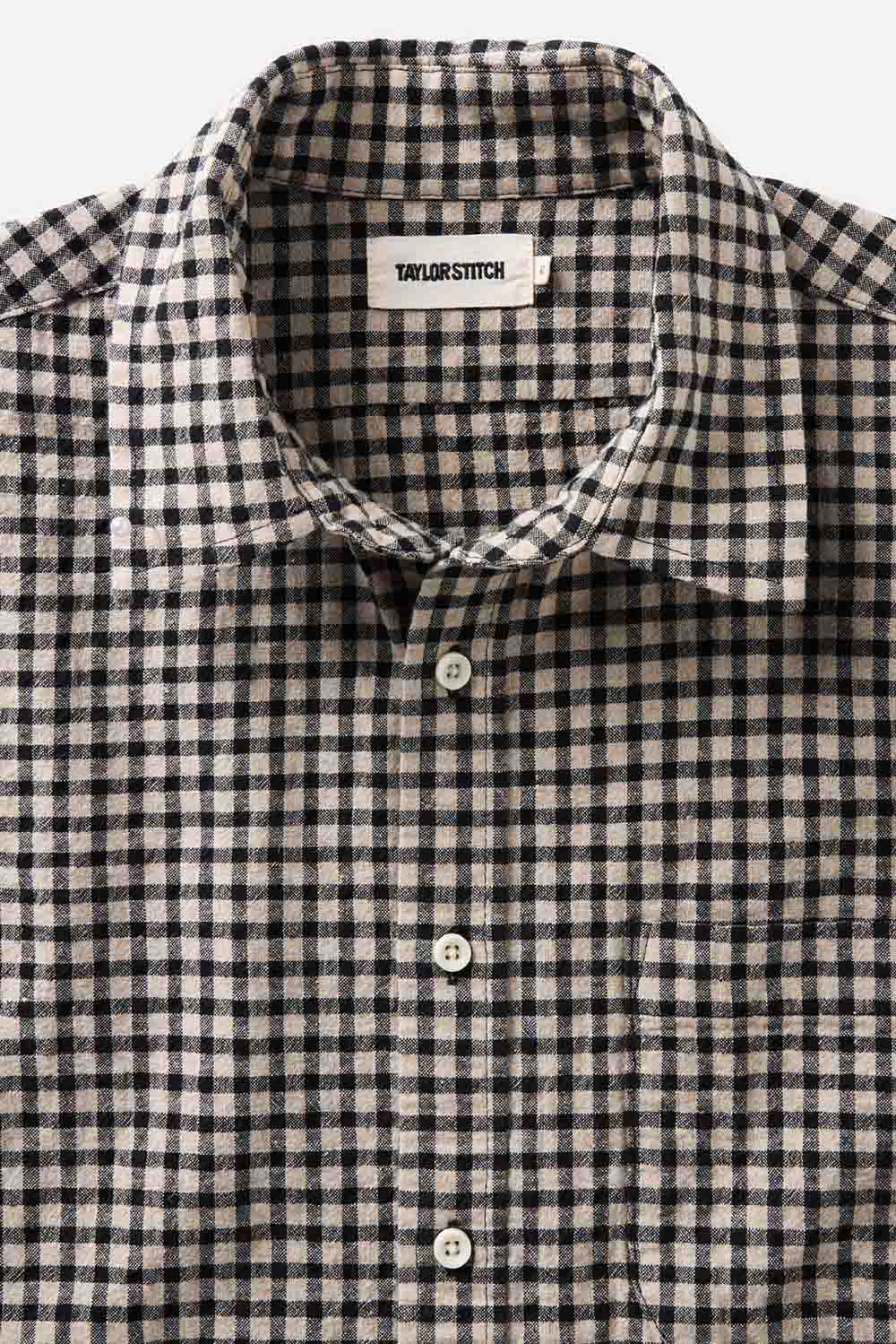 Taylor Stitch The California Long Sleeve in Breaker Gingham — Detail-Collar view