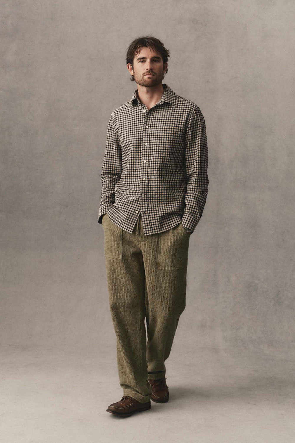 Taylor Stitch The California Long Sleeve in Breaker Gingham — Full Body view