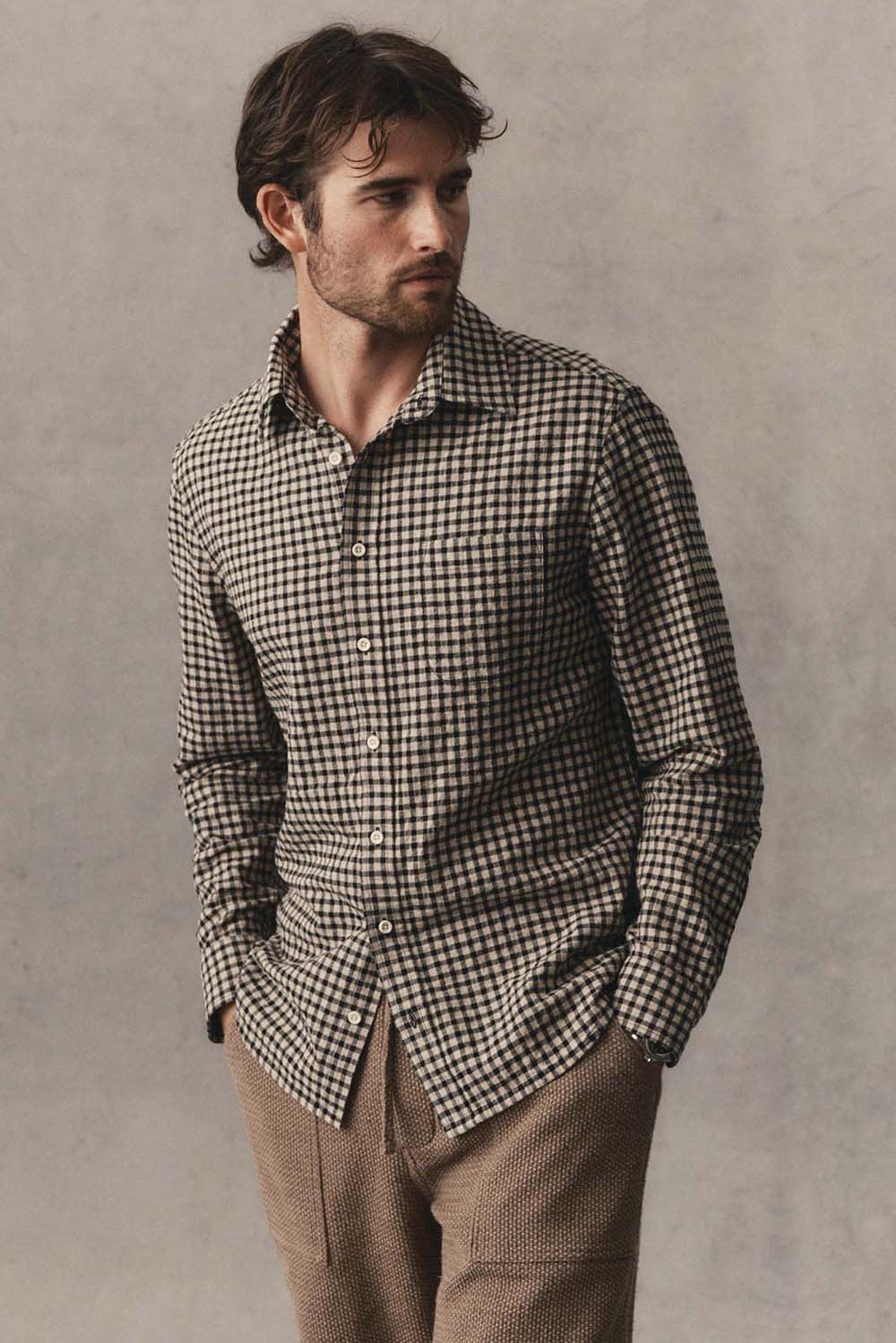 Taylor Stitch The California Long Sleeve in Breaker Gingham — Quarter view