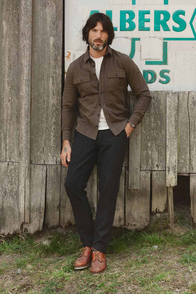 Taylor Stitch - The Carnegie Pant - Coal Herringbone Wool - Model View