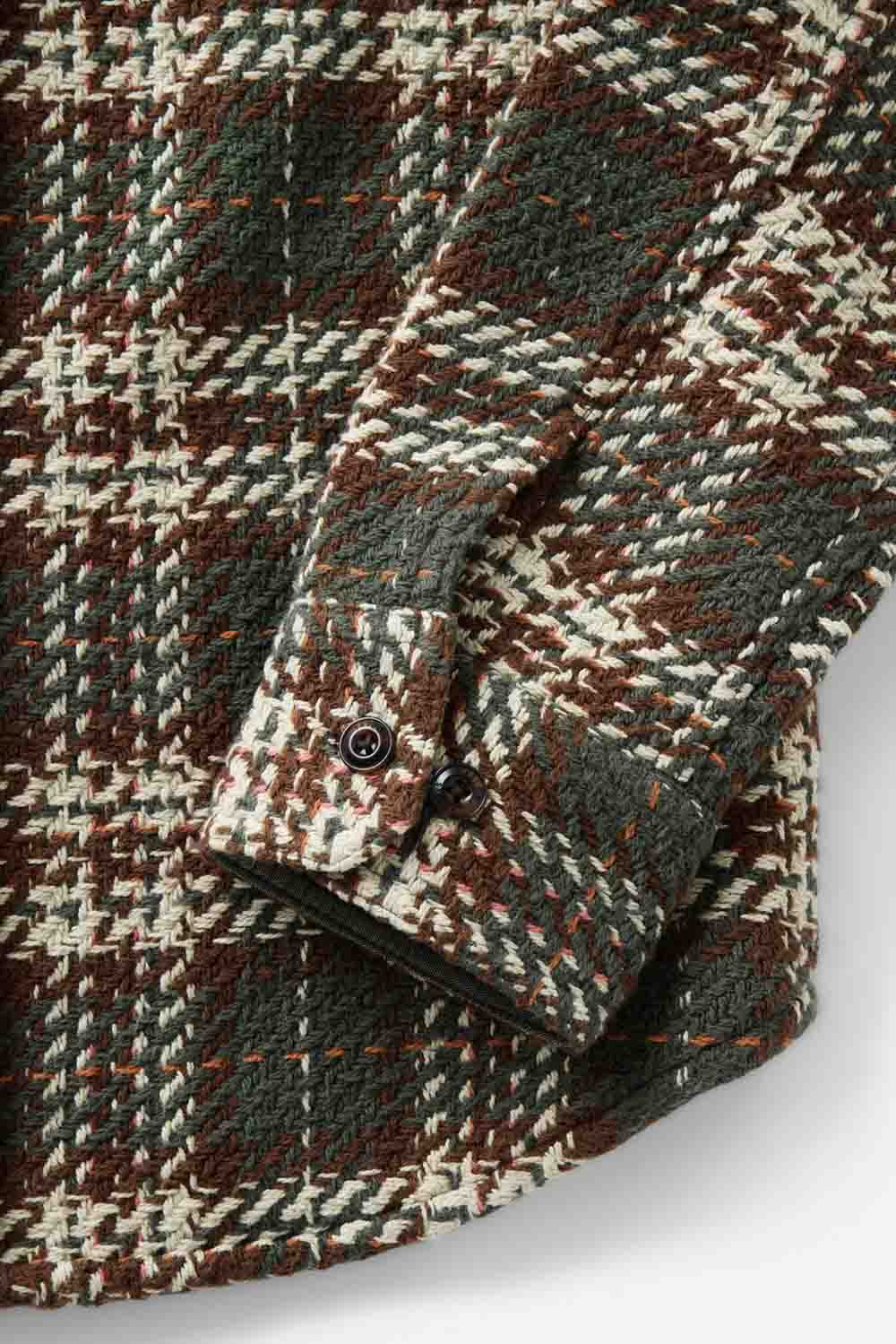 Taylor Stitch The Cutter Overshirt in Buzzard Check — Detail cuff view