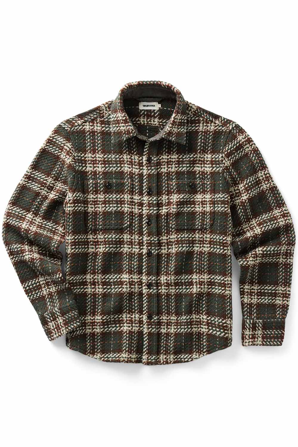 Taylor Stitch The Cutter Overshirt in Buzzard Check — Flatlay view