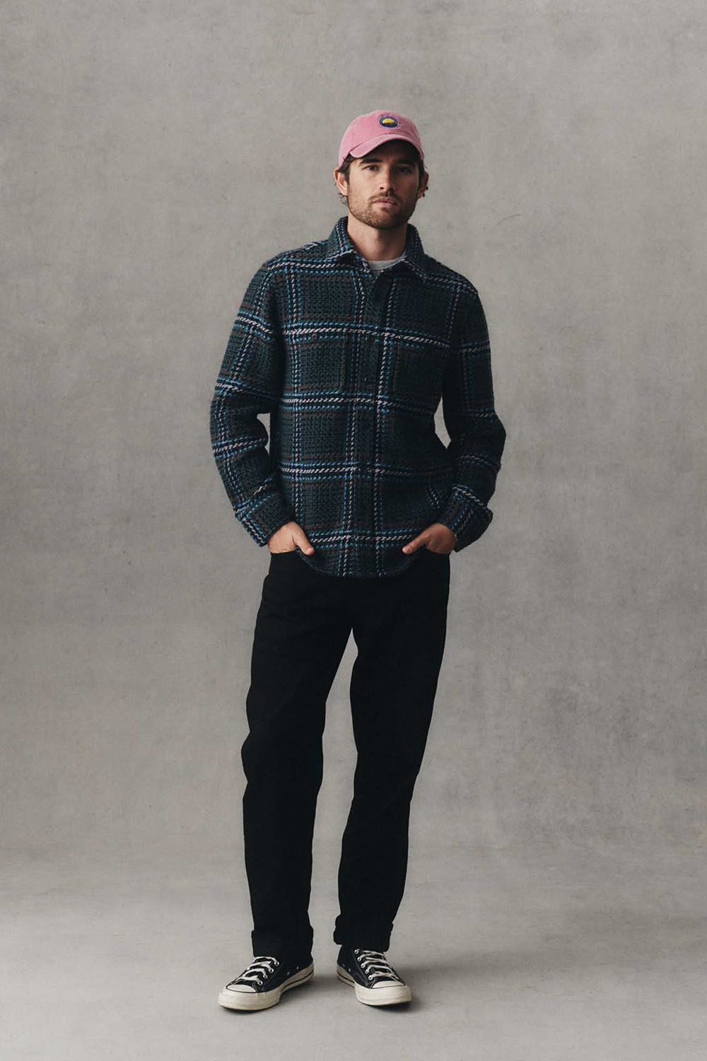 Taylor Stitch The Cutter Overshirt in Canal Check — Lifestyle view
