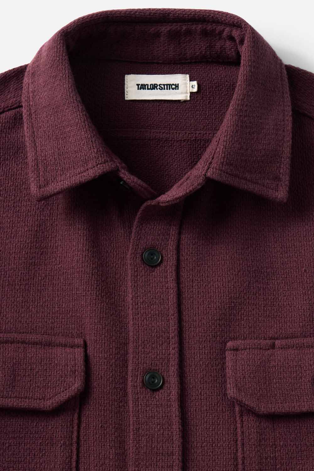 Taylor Stitch - The Division Shirt - Black Cherry - Detail Collar