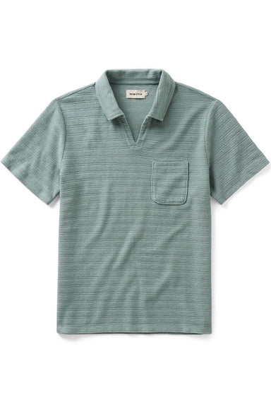 taylor stitch the meridian polo in faded pine flatlay