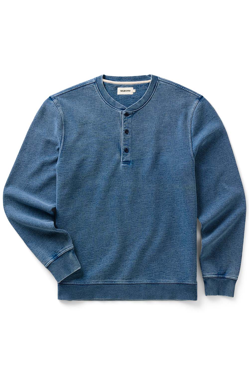 Taylor Stitch The Sunset Henley in Washed Indigo — Flatlay view