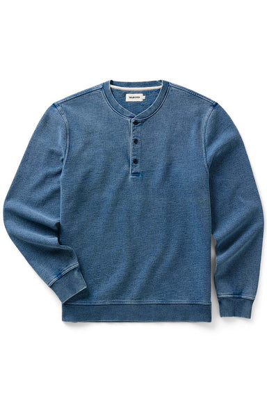 Taylor Stitch The Sunset Henley in Washed Indigo — Flatlay view