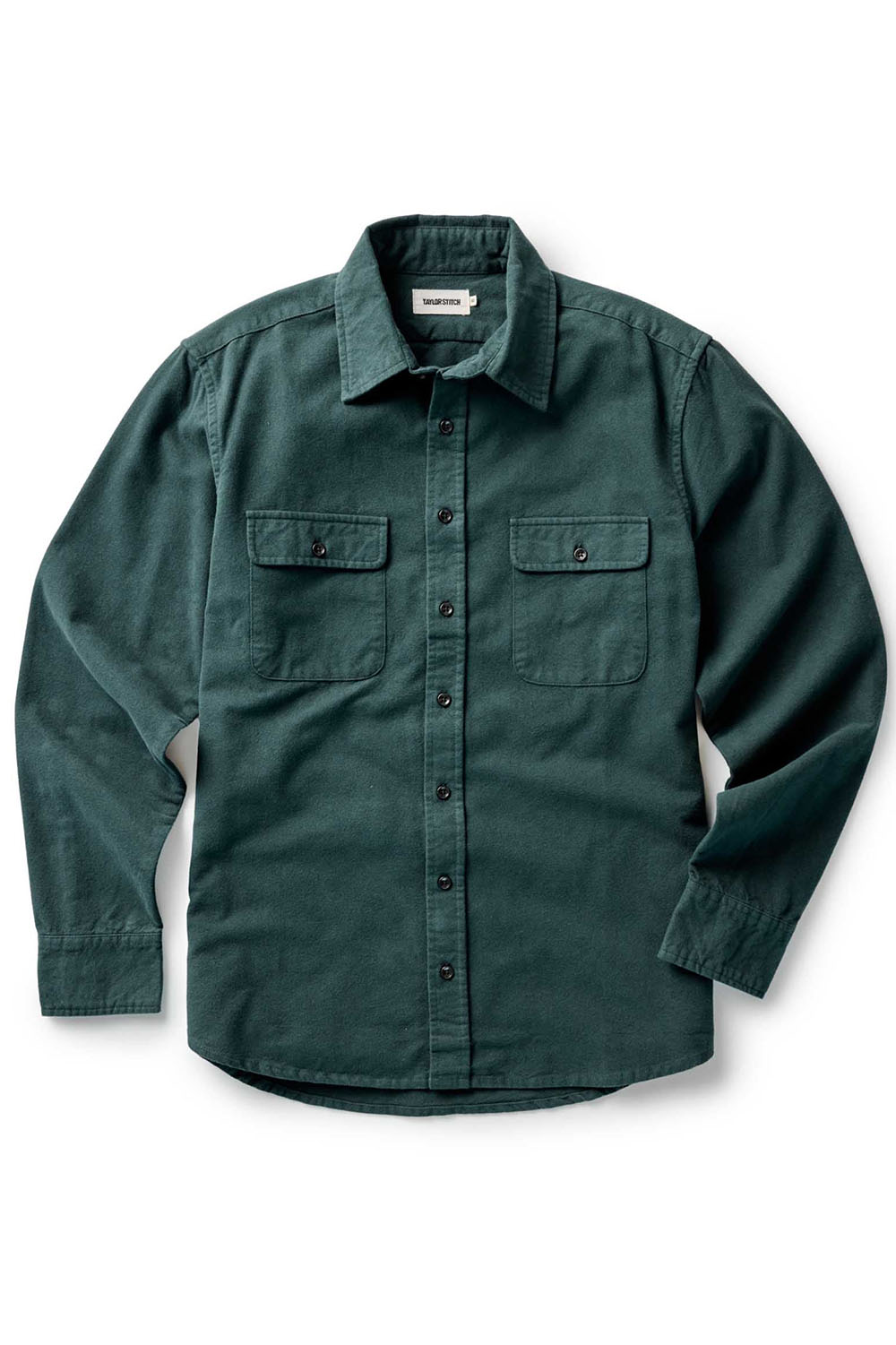 Taylor Stitch The Yosemite Shirt in Dark Forest — Flatlay view