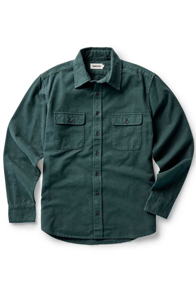 Taylor Stitch The Yosemite Shirt in Dark Forest — Flatlay view