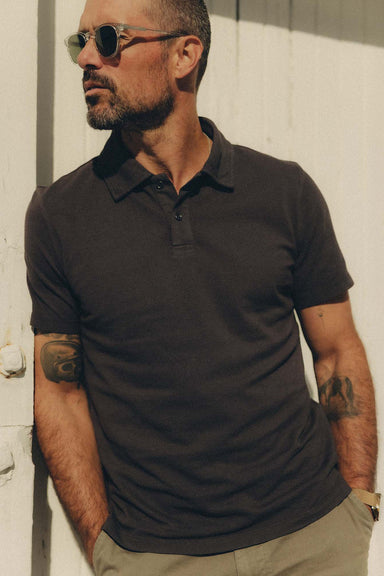 taylor stitch baseline polo asphalt pique front