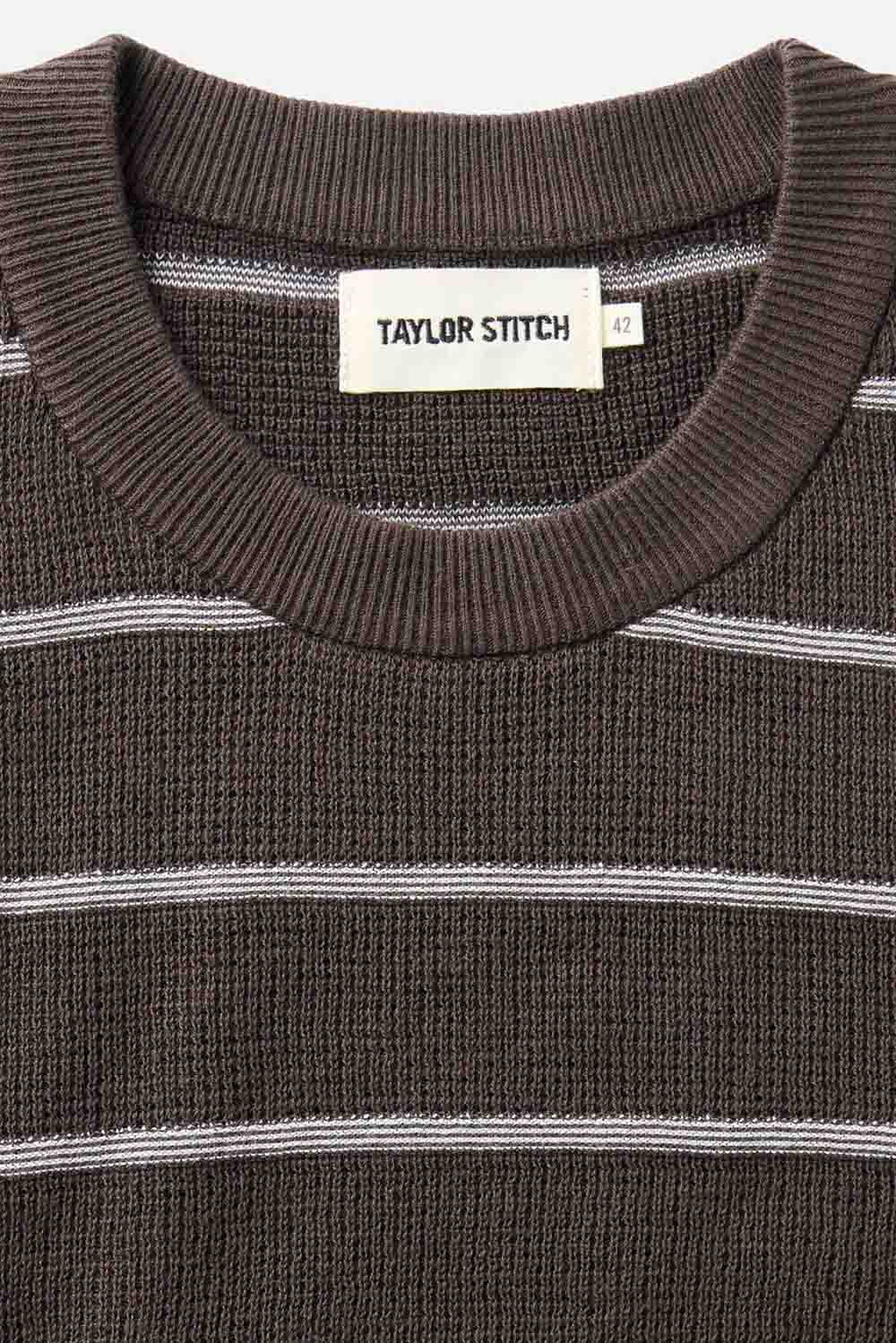taylor stitch brody sweater tee espresso stripe collar