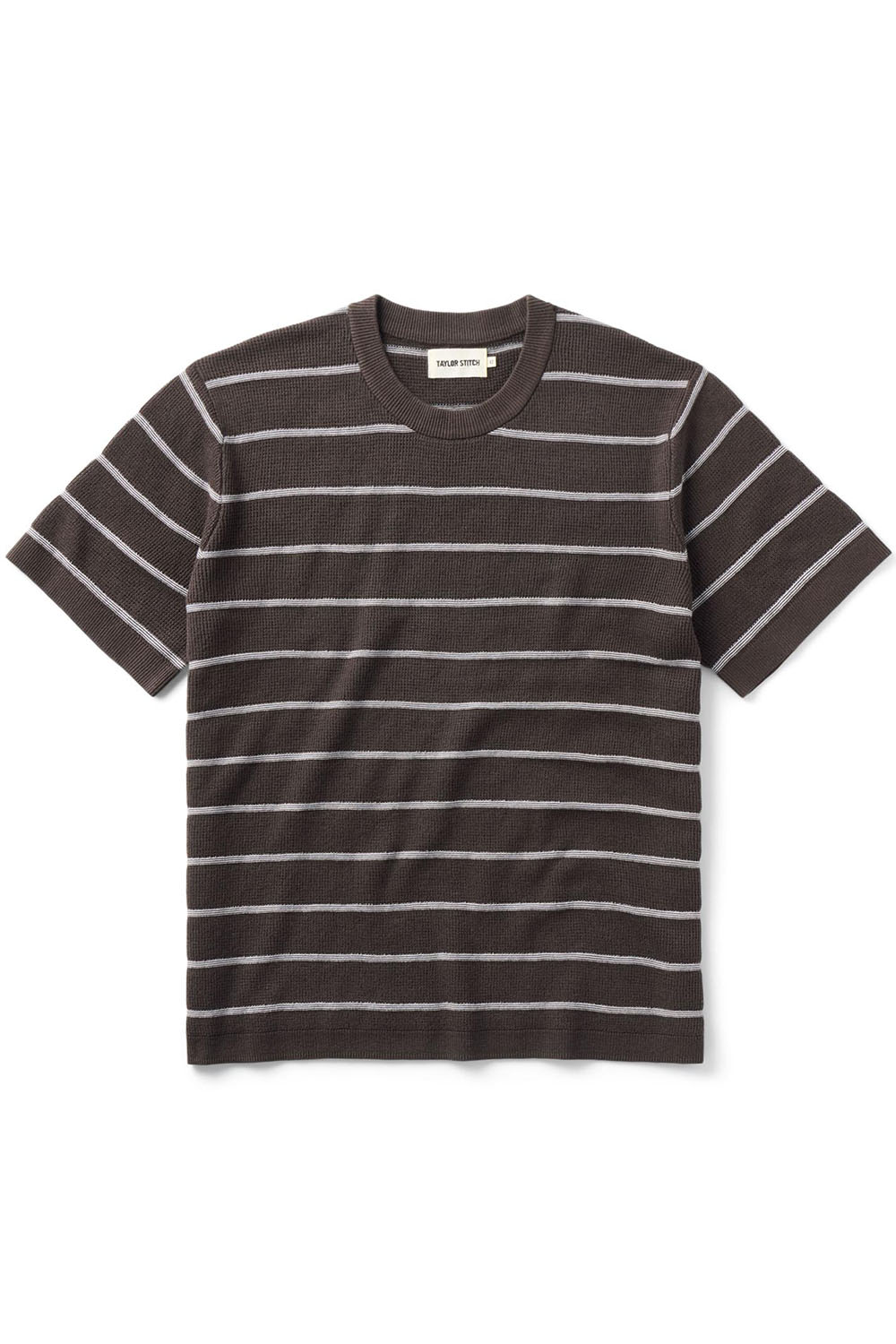 taylor stitch brody sweater tee espresso stripe flatlay