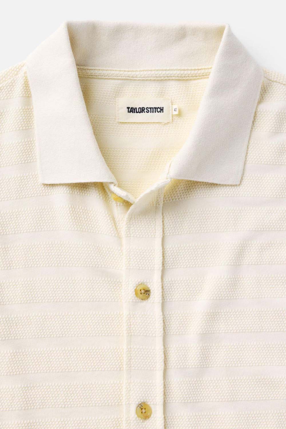 taylor stitch bywater polo natural knit stripe collar