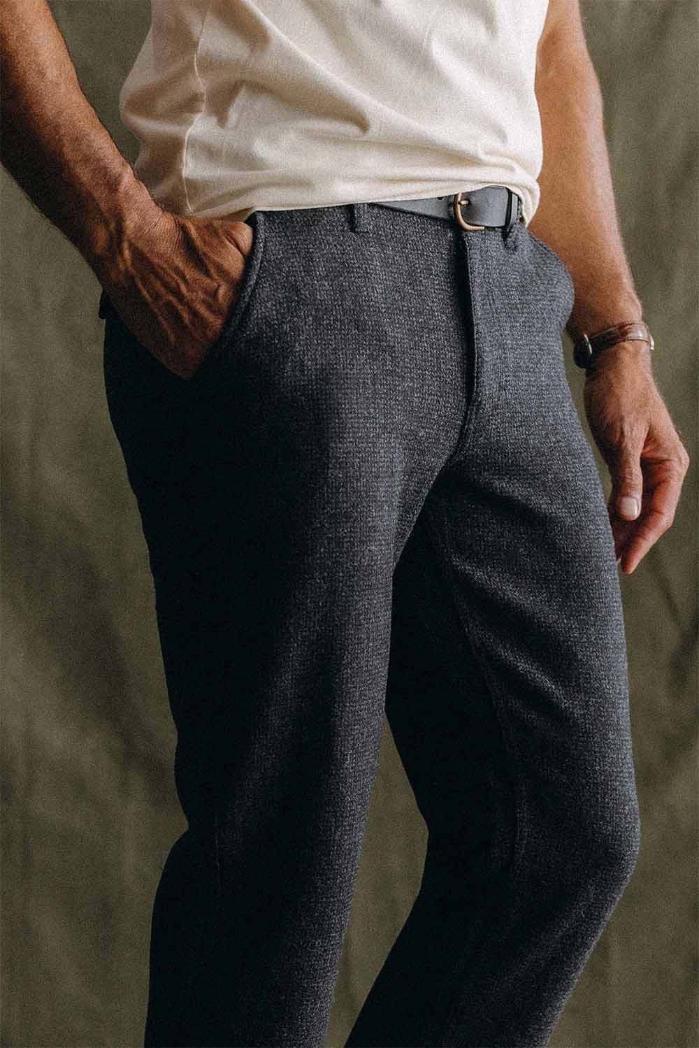 Taylor Stitch - Carnegie Pant - Charcoal Heather Wool - Detail