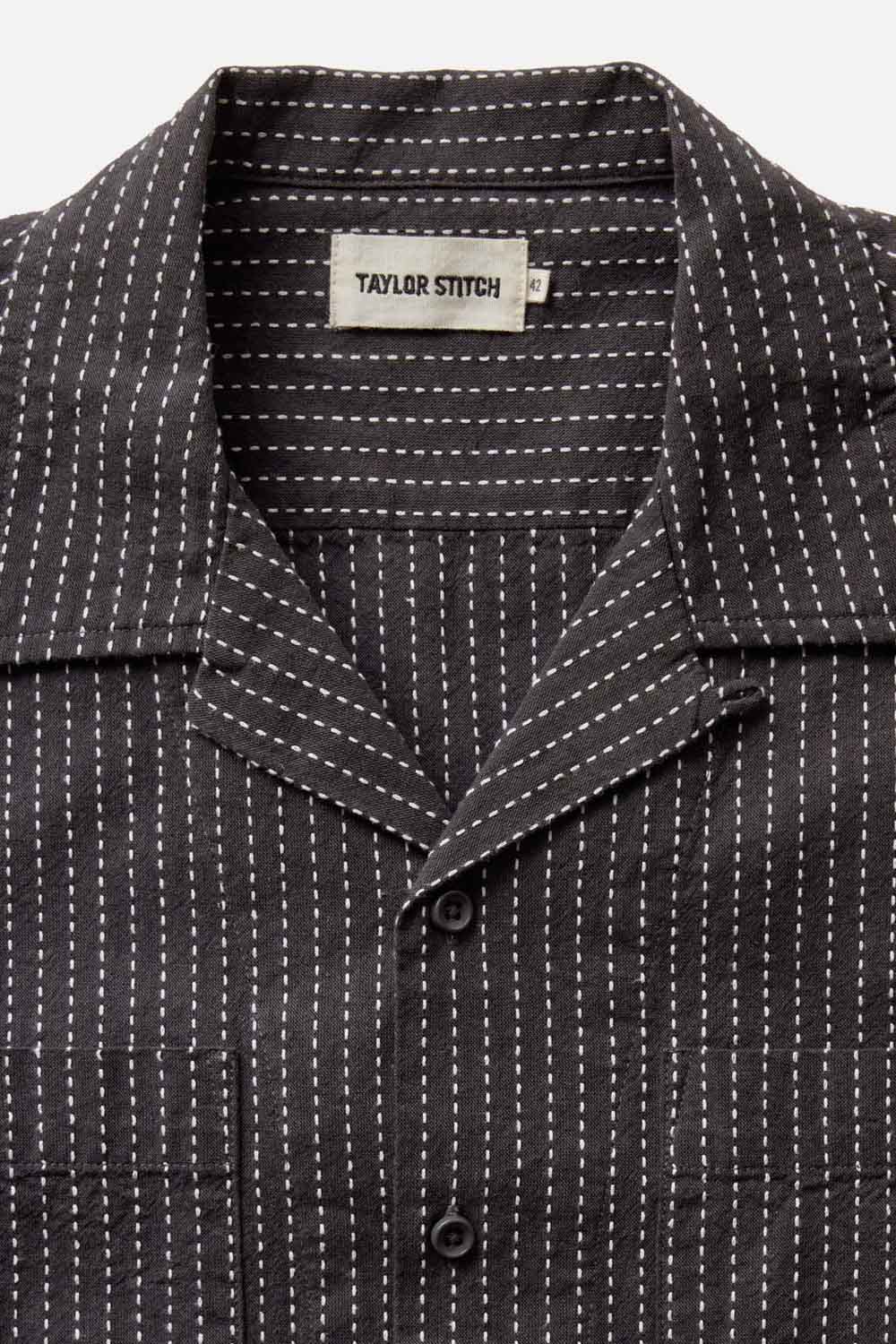 taylor stitch conrad ss shirt pickstitch stripe dobby detail
