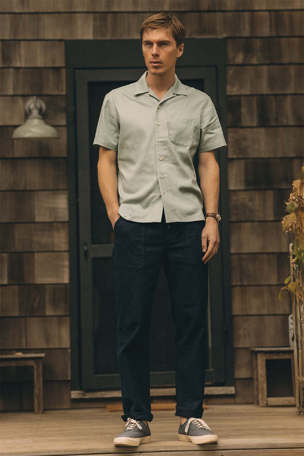taylor stitch hawthorne ss shirt surf green linen