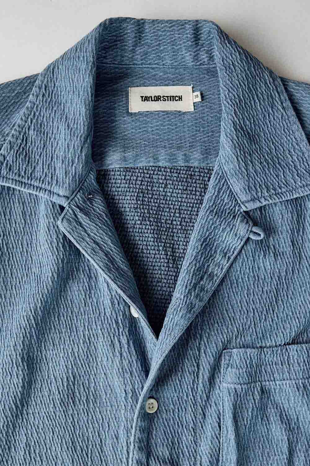 taylor stitch hawthorne ss shirt washed indigo crepe collar
