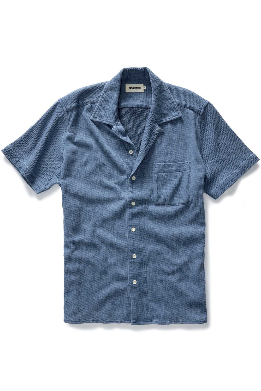 taylor stitch hawthorne ss shirt washed indigo crepe flatlay