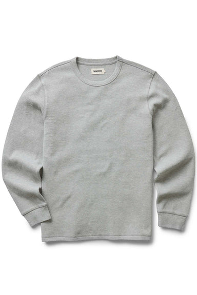 taylor stitch organic cotton waffle crew heather grey flatlay