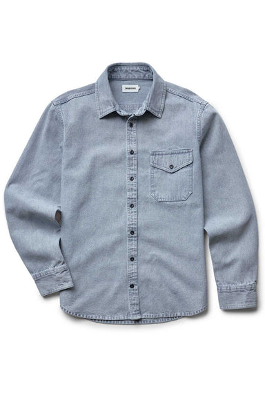 taylor stitch the cadet shirt washed indigo oxford flatlay