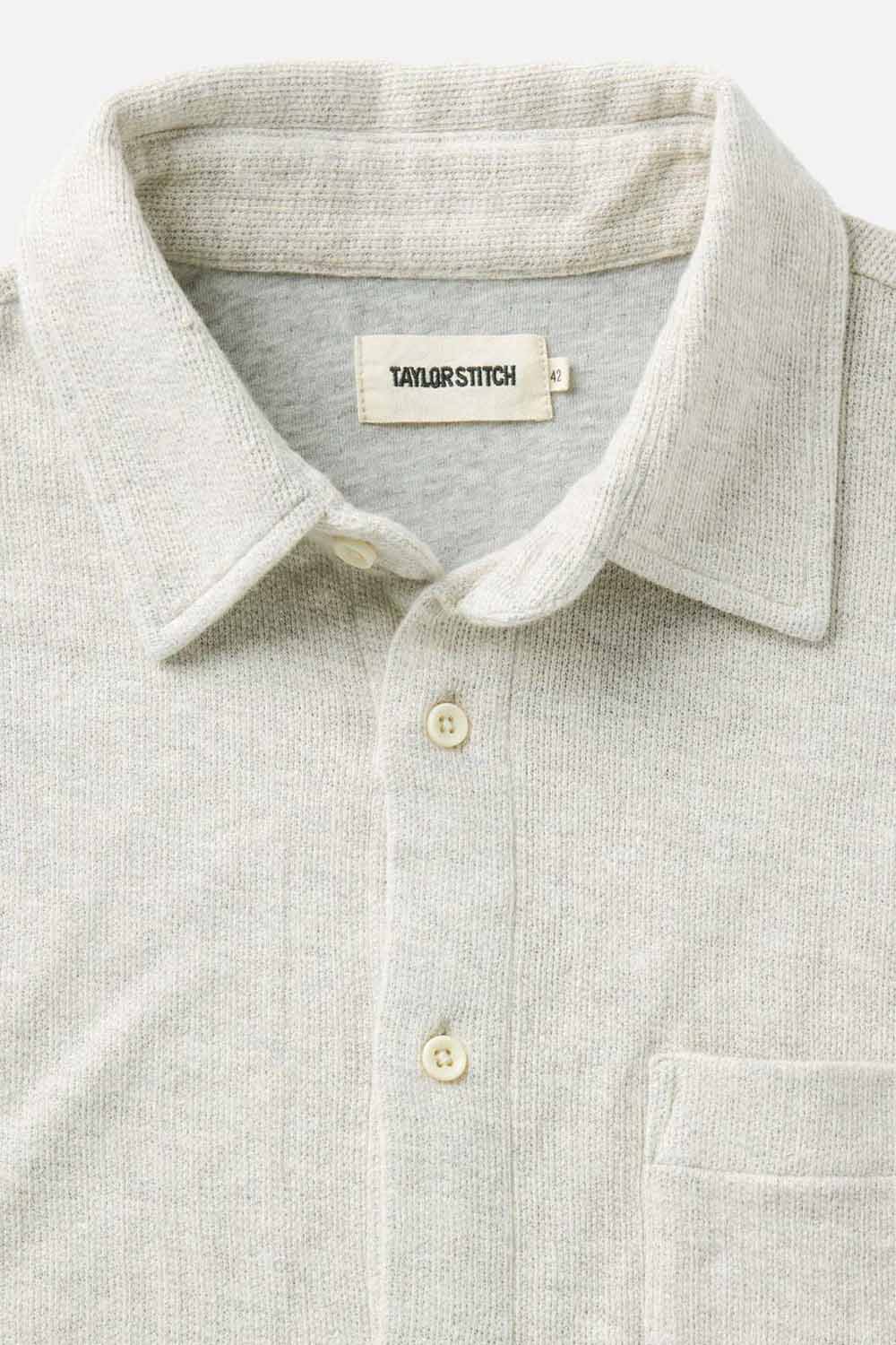taylor stitch the california ss heather oat double knit collar