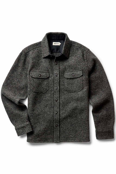 taylor stitch the connor overshirt heather olive boucle flatlay