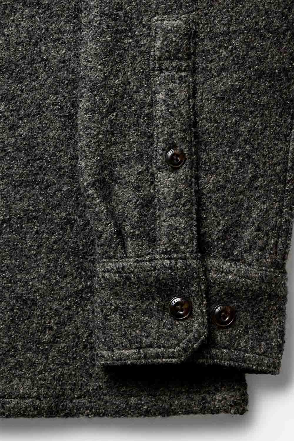 taylor stitch the connor overshirt heather olive boucle sleeve