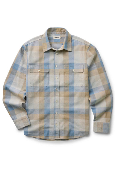 taylor stitch the craftsman shirt blue sky check flatlay