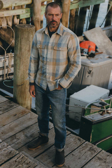 taylor stitch the craftsman shirt blue sky check model