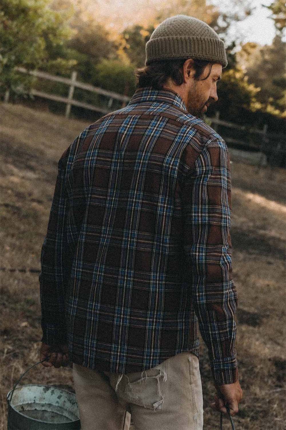 taylor stitch the craftsman shirt brick plaid back