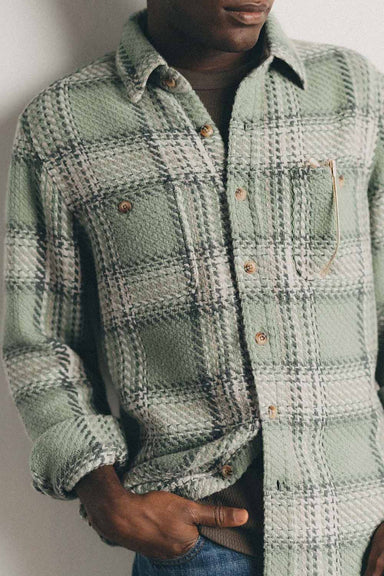 taylor stitch the cutter overshirt sage plaid front