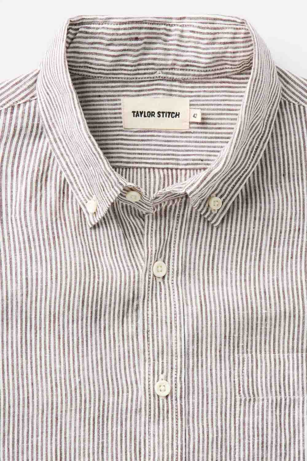 taylor stitch the jack burgundy university stripe detail