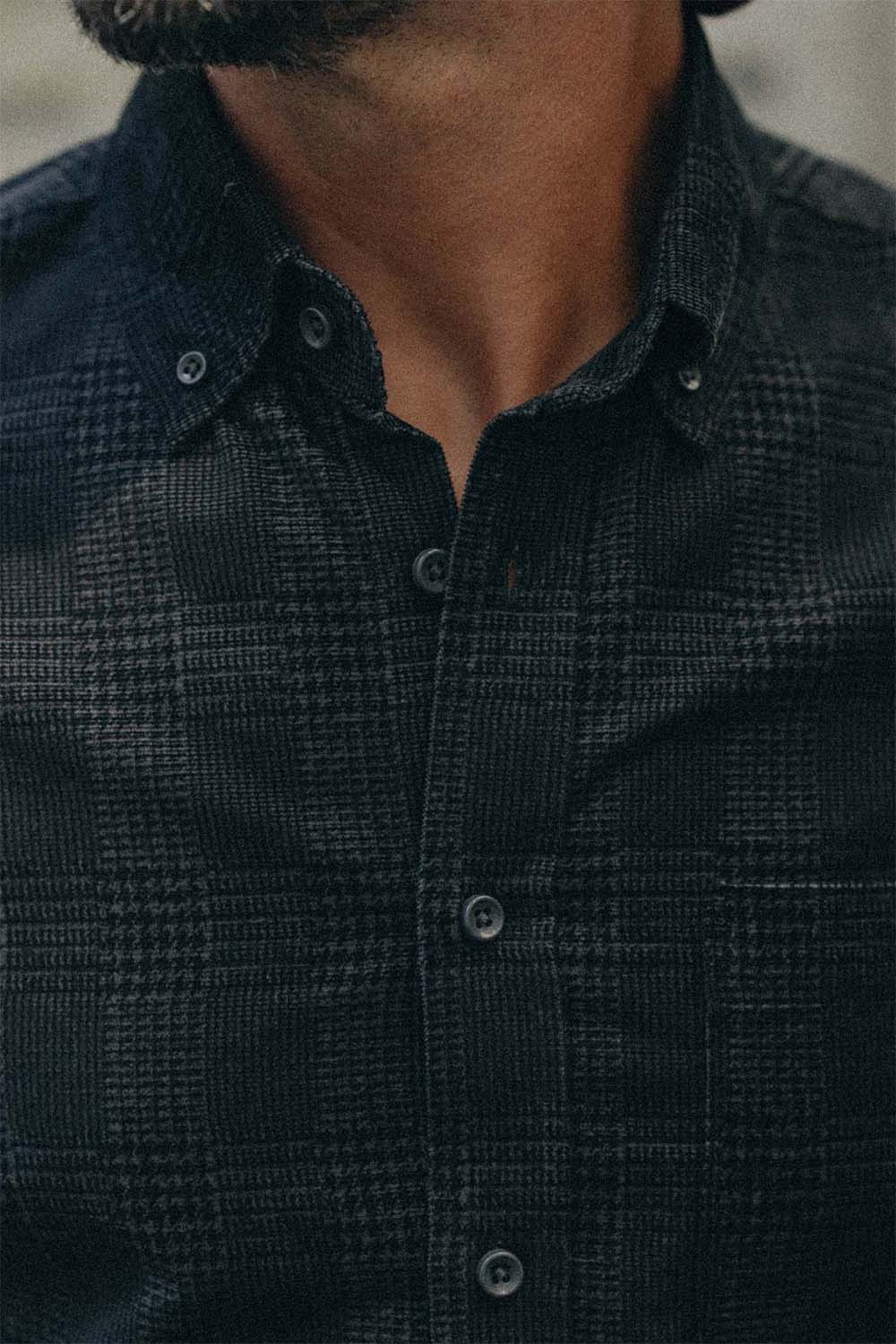 taylor stitch the jack heather coal check pincord detail