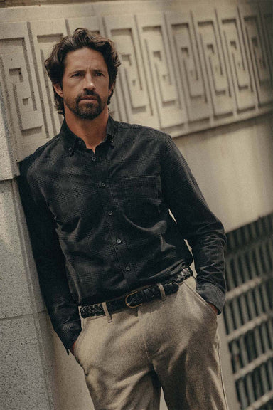 taylor stitch the jack heather coal check pincord model