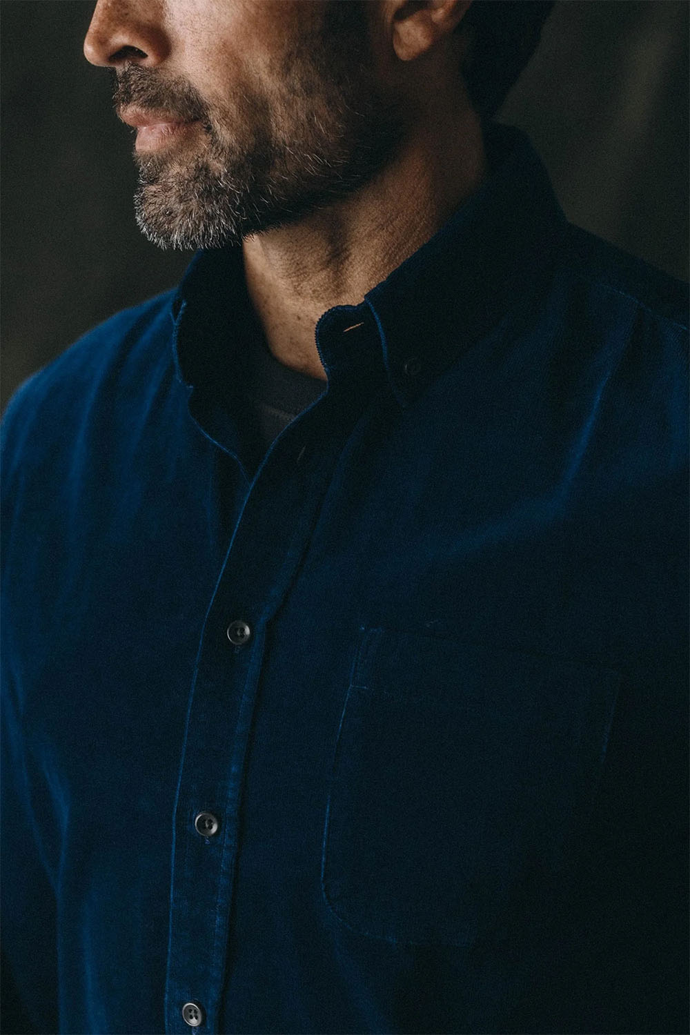 taylor stitch the jack heather rinsed indigo pincord detail