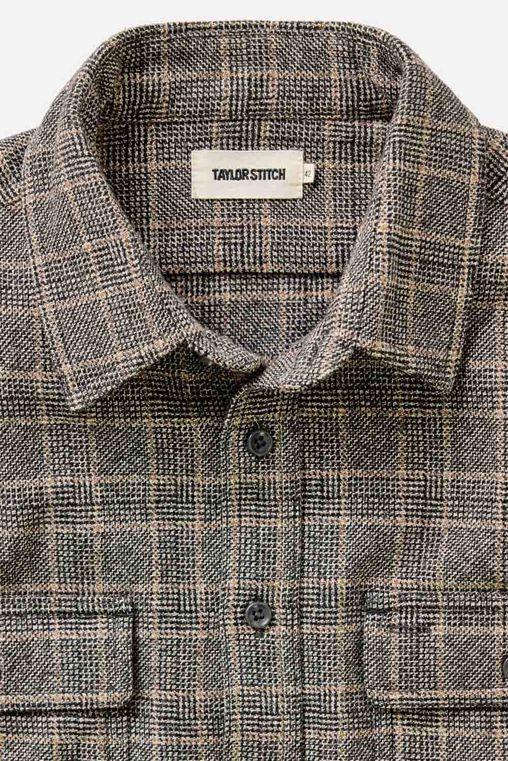 Taylor Stitch THE LEDGE SHIRT Coal Plaid Collar