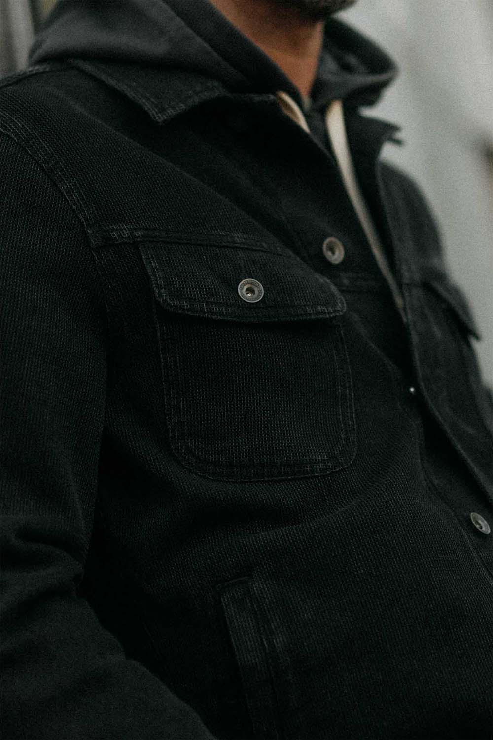 Taylor Stitch - The Long Haul Jacket - Black Indigo Waffle - Detail