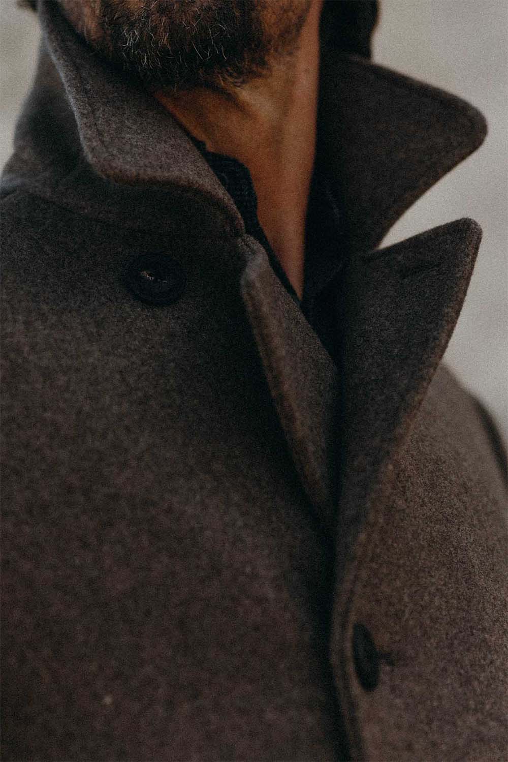 Taylor Stitch - The Mariner Coat - Sable Melton Wool - Detail