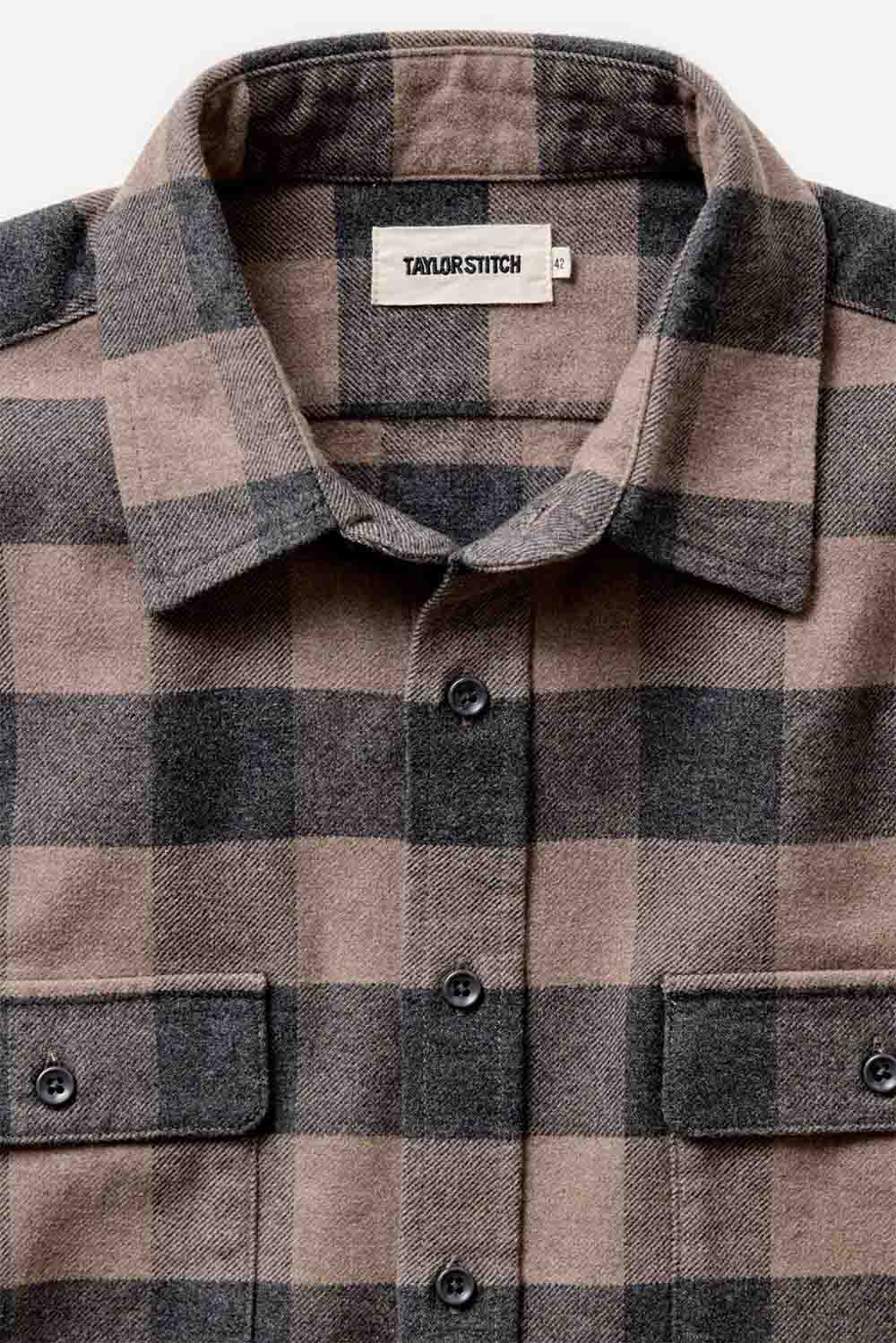 Taylor Stitch THE YOSEMITE SHIRT Heather Sable Buffalo Check Collar