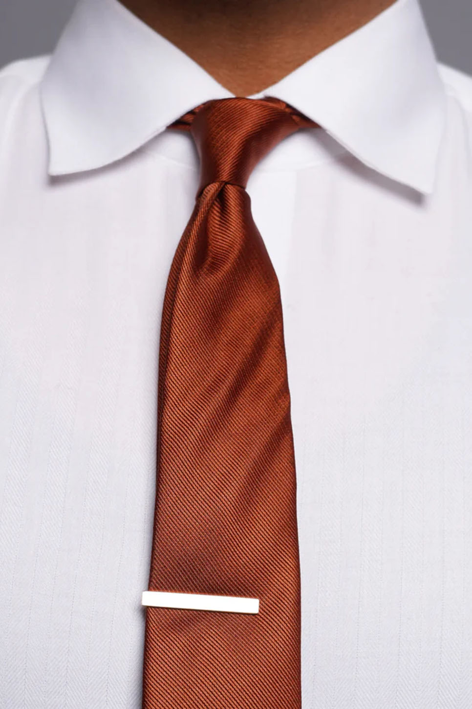 the tie bar grosgrain solid tie copper model
