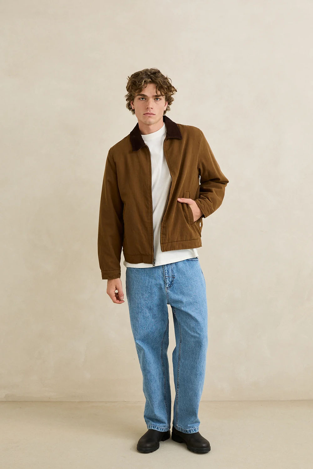 Rhythm James Jacket in Coffee — Quarter view