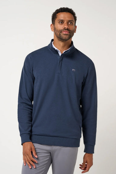 Travis Mathew - Cloud Quarter Zip 2.0 - Heather Blue Nights - Model Front