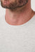 Travis Mathew Cloud Sweater in Heather Grey — Detail neckline view