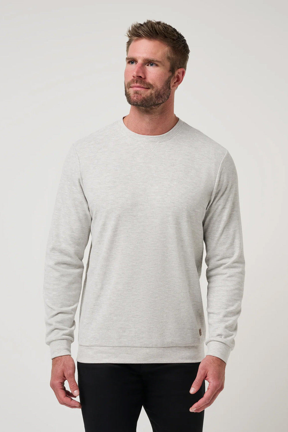 Travis Mathew Cloud Sweater in Heather Grey — Front view