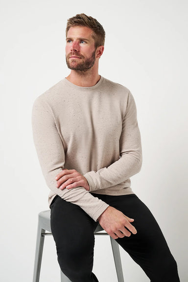 Travis Mathew - Cloud Waffle Crew - Oxford Tan - Model Front