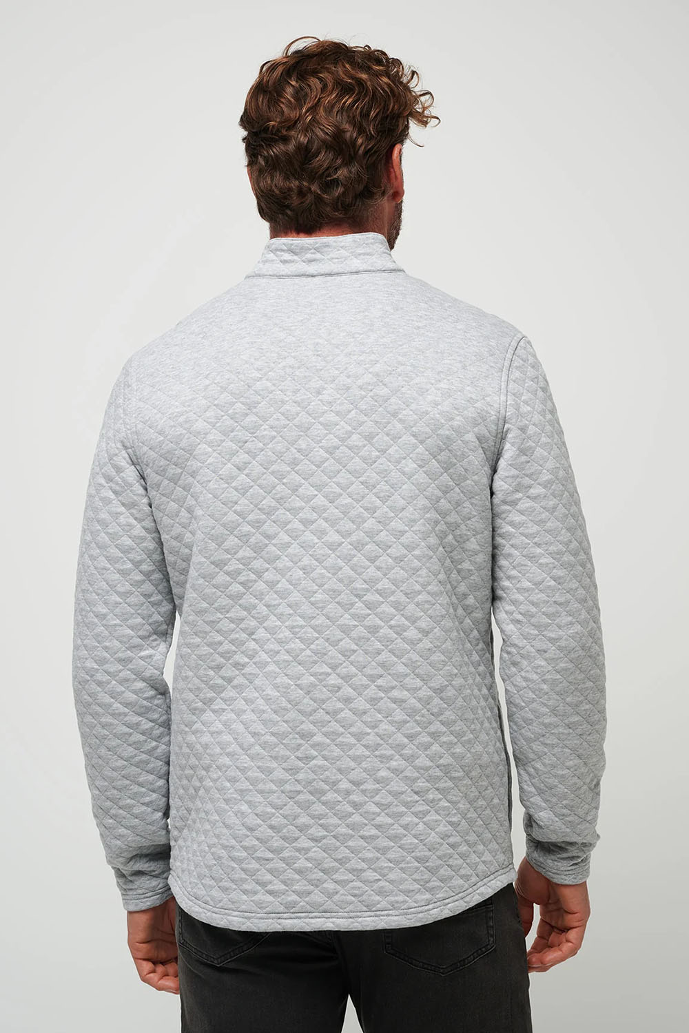 Travis Mathew Transatlantic Quarter Zip in Heather Lt Grey — Back view
