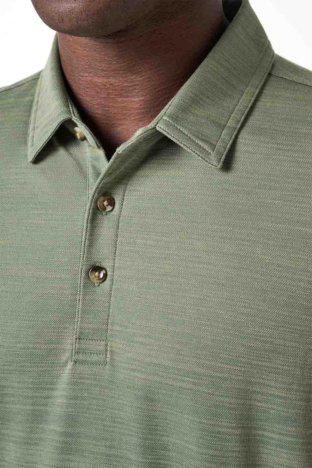travis mathew clubhouse classic polo sea spray detail